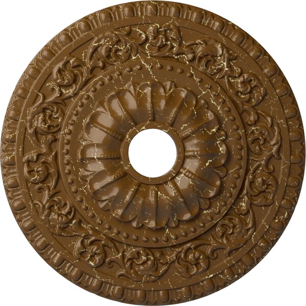 Ekena Millwork Vaduz Medallion (Canopies up to 3 1/2"), 23 1/2"OD x 3 1/2"ID x 2 1/8"P, Smokey Topaz Crackle CM23VASTC - main